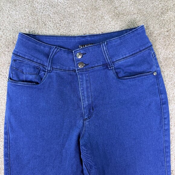 Venus Jeans Womens Size 12 Capri Stretch Dark Wash High Rise 30x31 E660 - Picture 2 of 15